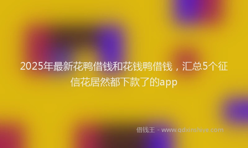 2025年最新花鸭借钱和花钱鸭借钱，汇总5个征信花居然都下款了的app