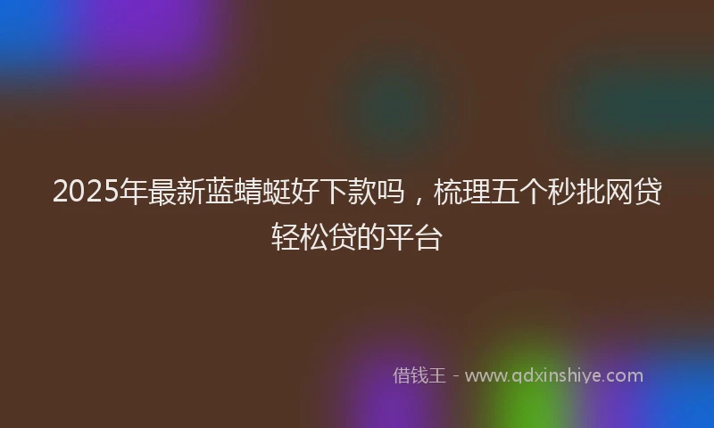 2025年最新蓝蜻蜓好下款吗，梳理五个秒批网贷轻松贷的平台