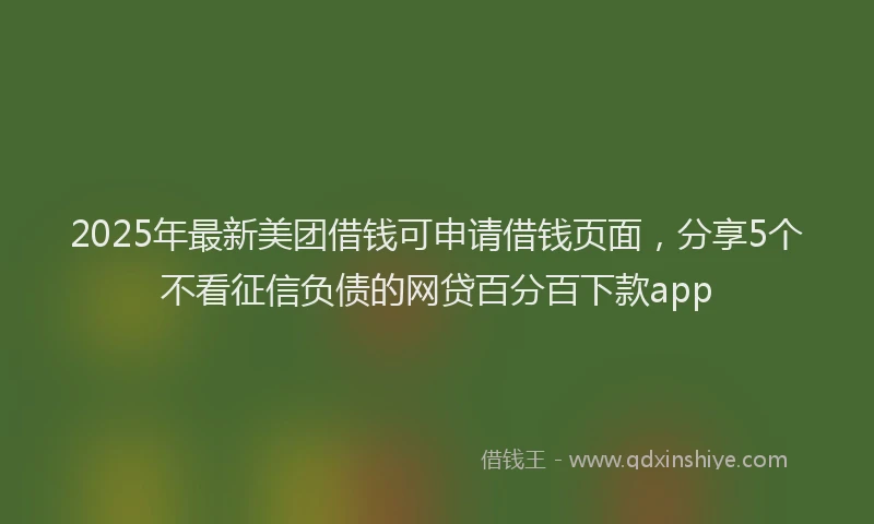 2025年最新美团借钱可申请借钱页面，分享5个不看征信负债的网贷百分百下款app