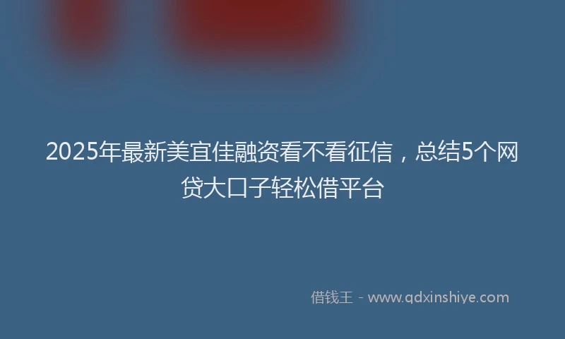 2025年最新美宜佳融资看不看征信，总结5个网贷大口子轻松借平台