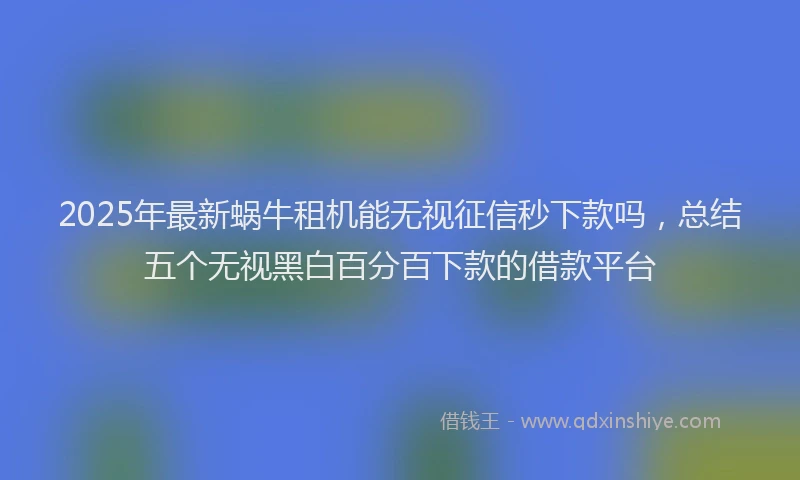 2025年最新蜗牛租机能无视征信秒下款吗，总结五个无视黑白百分百下款的借款平台