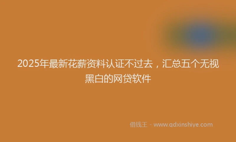 2025年最新花薪资料认证不过去，汇总五个无视黑白的网贷软件