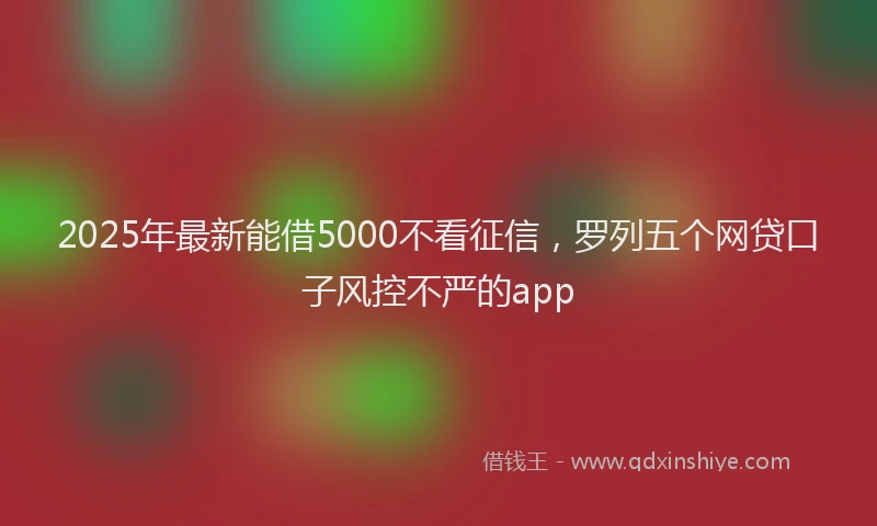 2025年最新能借5000不看征信，罗列五个网贷口子风控不严的app
