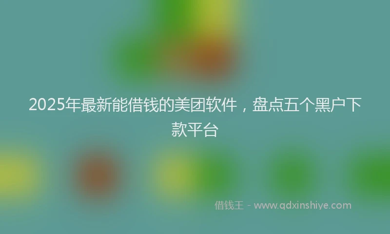 2025年最新能借钱的美团软件，盘点五个黑户下款平台