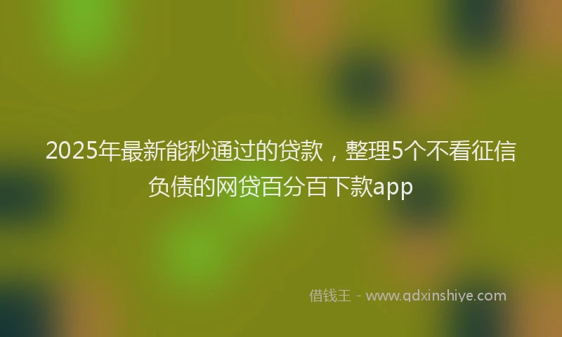 2025年最新能秒通过的贷款，整理5个不看征信负债的网贷百分百下款app