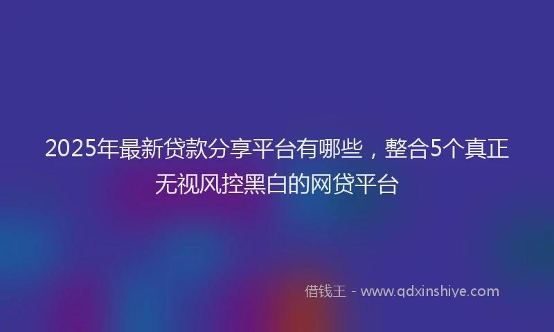 2025年最新贷款分享平台有哪些，整合5个真正无视风控黑白的网贷平台