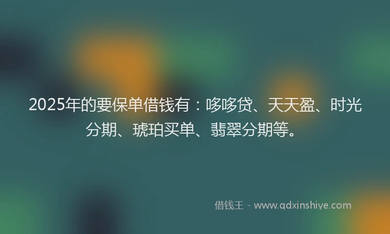 2025年的要保单借钱有：哆哆贷、天天盈、时光分期、琥珀买单、翡翠分期等。