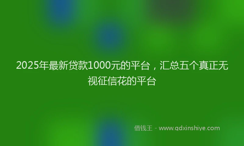 2025年最新贷款1000元的平台，汇总五个真正无视征信花的平台