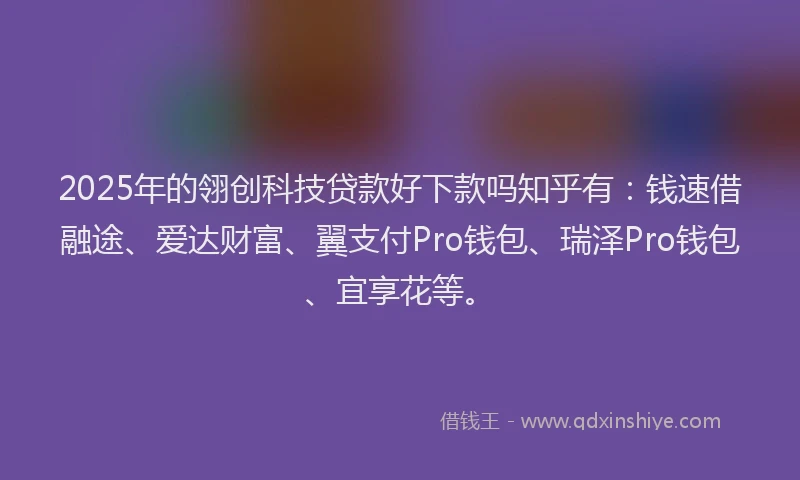 2025年的翎创科技贷款好下款吗知乎有：钱速借融途、爱达财富、翼支付Pro钱包、瑞泽Pro钱包、宜享花等。