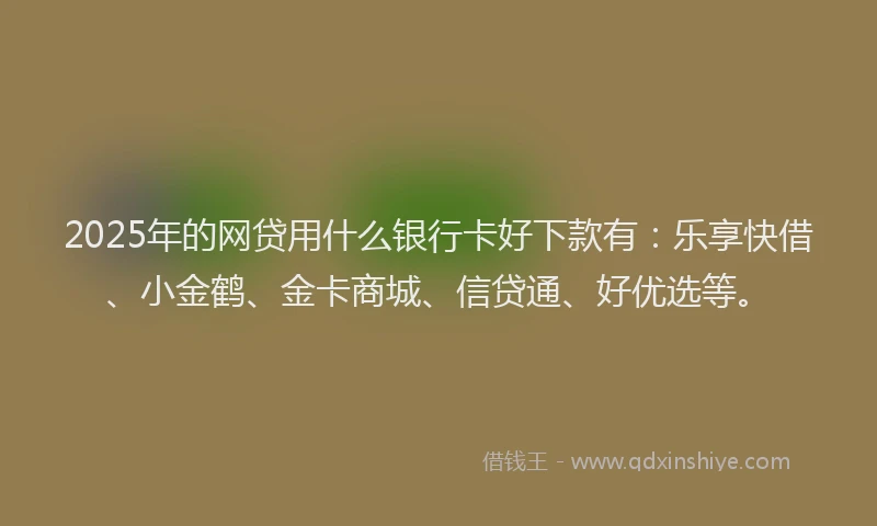 2025年的网贷用什么银行卡好下款有：乐享快借、小金鹤、金卡商城、信贷通、好优选等。