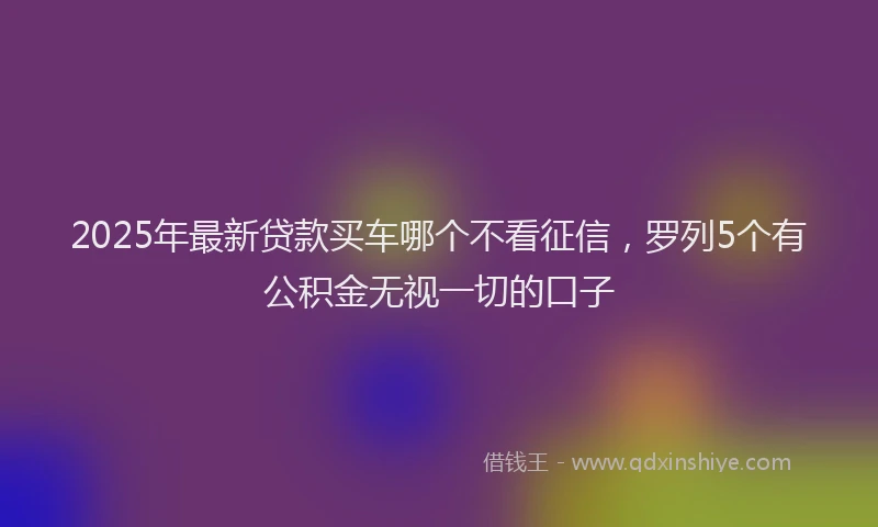 2025年最新贷款买车哪个不看征信，罗列5个有公积金无视一切的口子