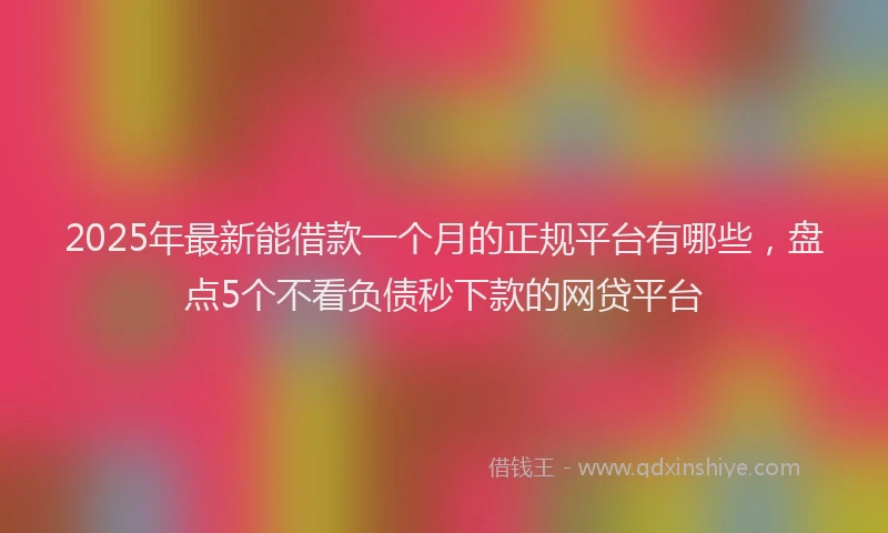 2025年最新能借款一个月的正规平台有哪些，盘点5个不看负债秒下款的网贷平台