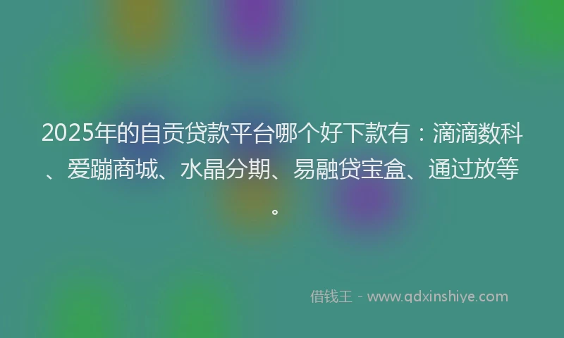 2025年的自贡贷款平台哪个好下款有：滴滴数科、爱蹦商城、水晶分期、易融贷宝盒、通过放等。