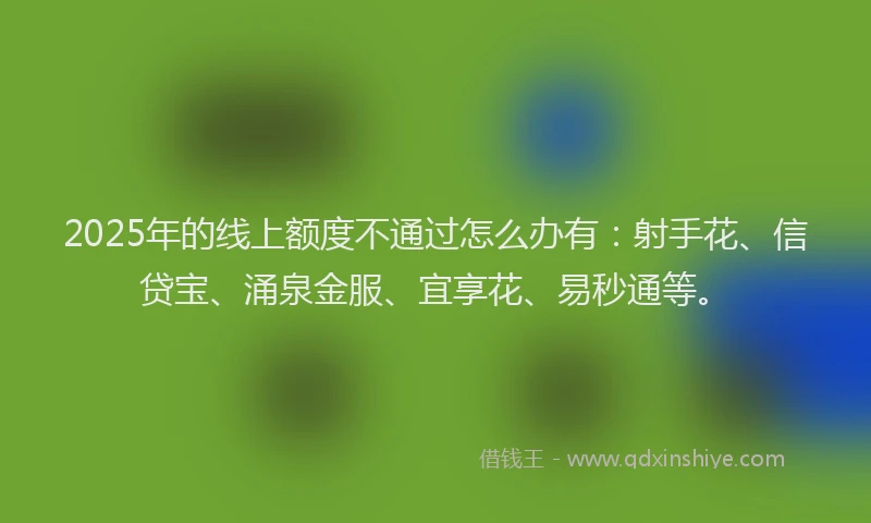 2025年的线上额度不通过怎么办有：射手花、信贷宝、涌泉金服、宜享花、易秒通等。