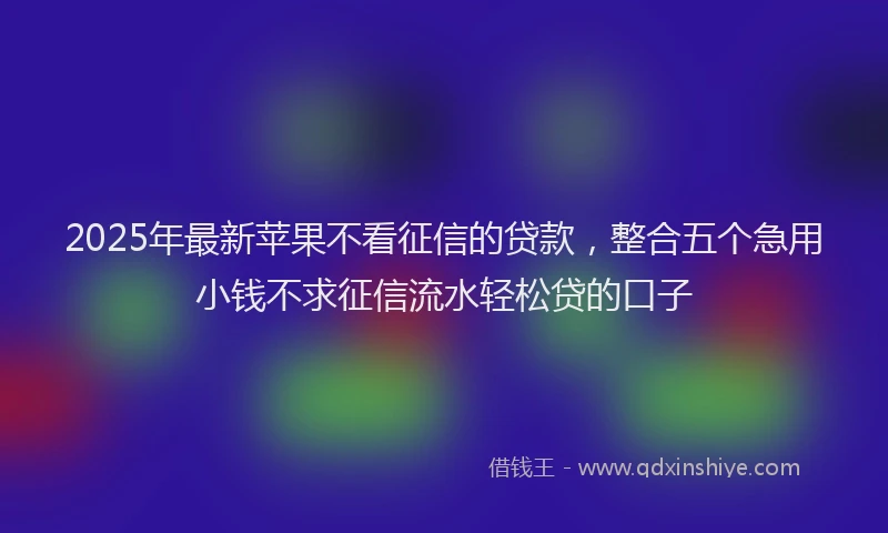 2025年最新苹果不看征信的贷款，整合五个急用小钱不求征信流水轻松贷的口子