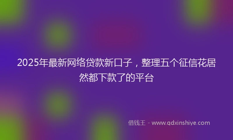 2025年最新网络贷款新口子，整理五个征信花居然都下款了的平台