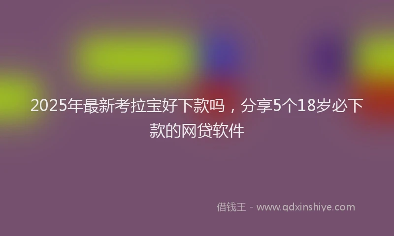 2025年最新考拉宝好下款吗，分享5个18岁必下款的网贷软件