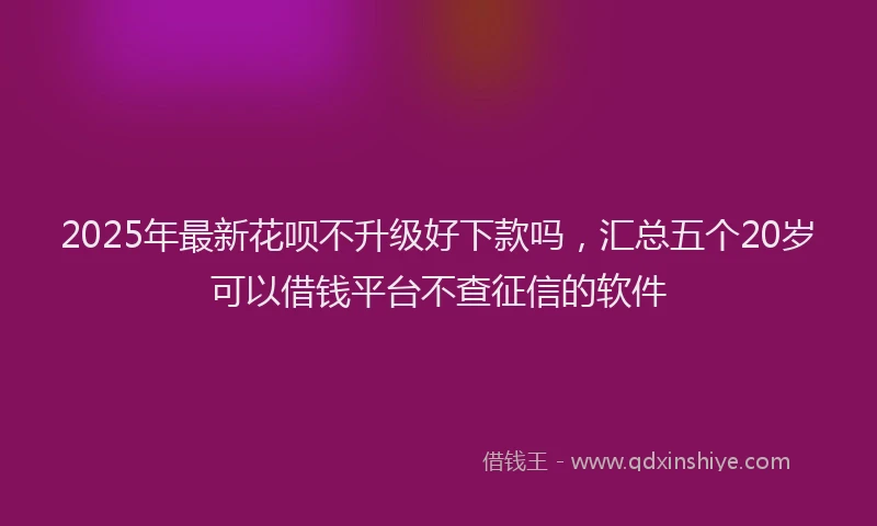 2025年最新花呗不升级好下款吗,汇总五个20岁可以借钱平台不查征信的软件