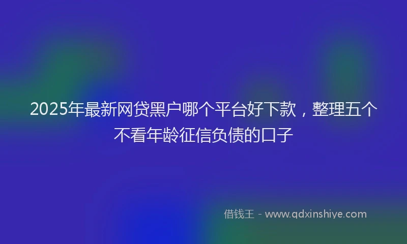 2025年最新网贷黑户哪个平台好下款，整理五个不看年龄征信负债的口子