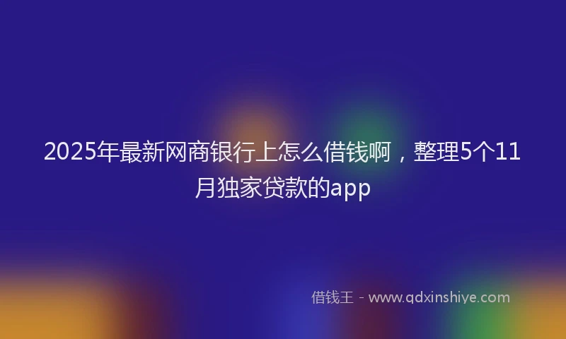 2025年最新网商银行上怎么借钱啊，整理5个11月独家贷款的app