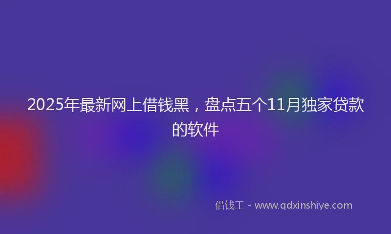 2025年最新网上借钱黑，盘点五个11月独家贷款的软件