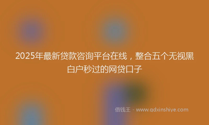 2025年最新贷款咨询平台在线，整合五个无视黑白户秒过的网贷口子