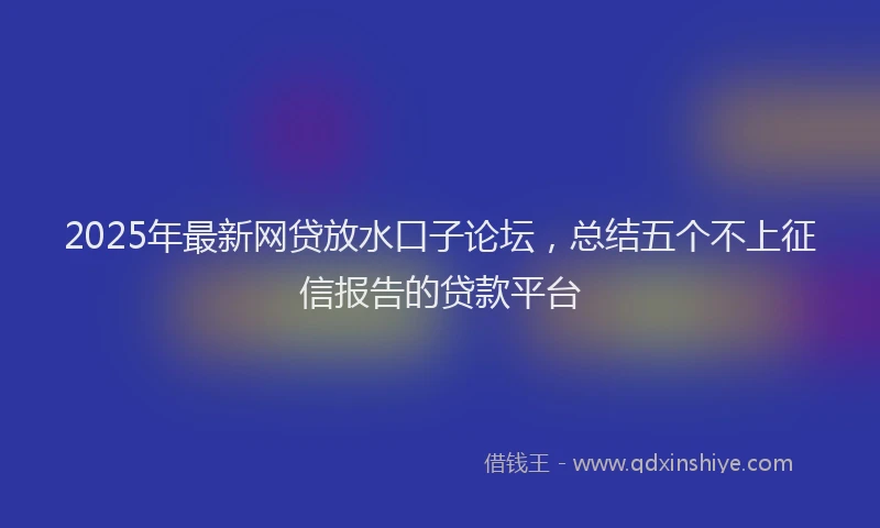 2025年最新网贷放水口子论坛，总结五个不上征信报告的贷款平台