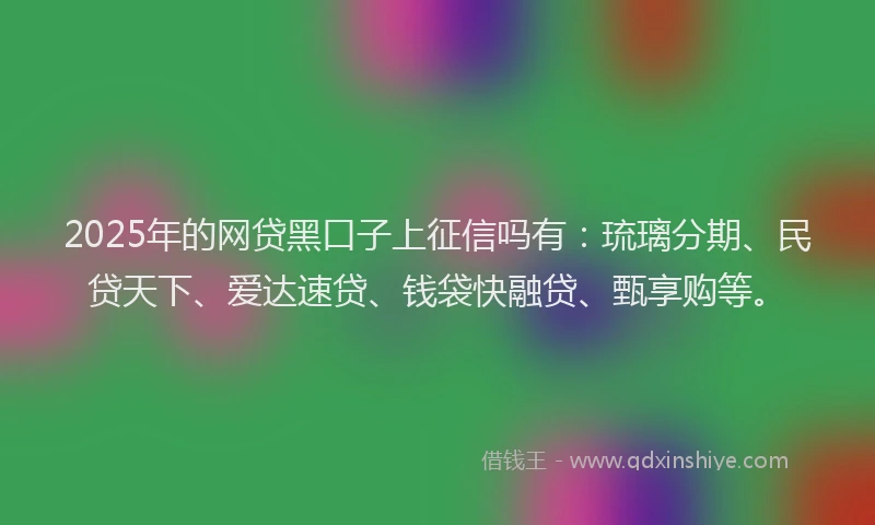 2025年的网贷黑口子上征信吗有：琉璃分期、民贷天下、爱达速贷、钱袋快融贷、甄享购等。