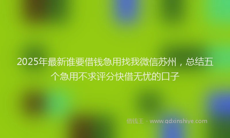 2025年最新谁要借钱急用找我微信苏州，总结五个急用不求评分快借无忧的口子