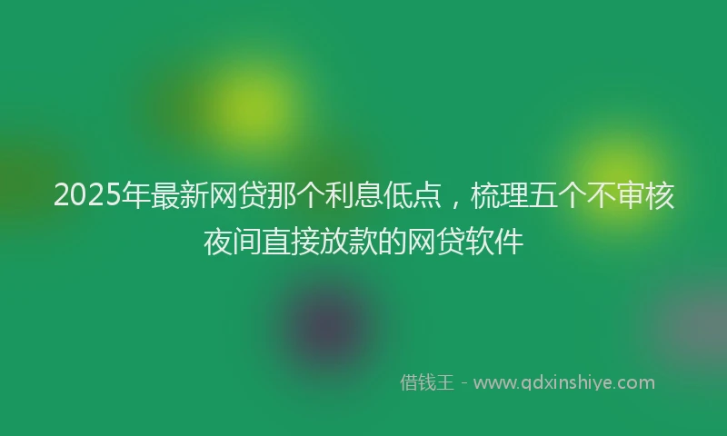 2025年最新网贷那个利息低点，梳理五个不审核夜间直接放款的网贷软件