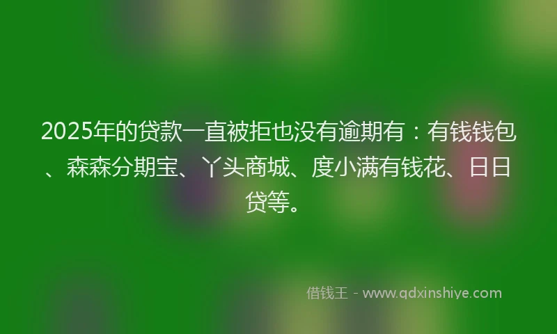 2025年的贷款一直被拒也没有逾期有：有钱钱包、森森分期宝、丫头商城、度小满有钱花、日日贷等。