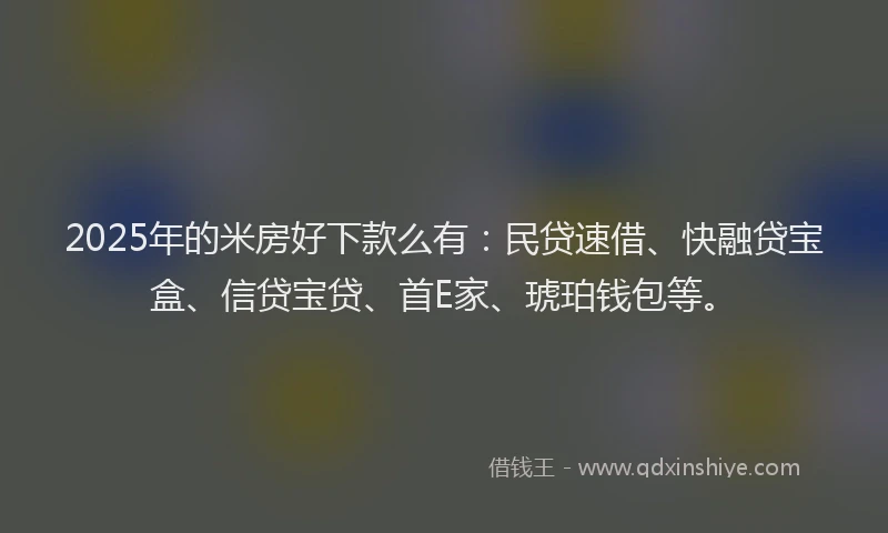 2025年的米房好下款么有：民贷速借、快融贷宝盒、信贷宝贷、首E家、琥珀钱包等。