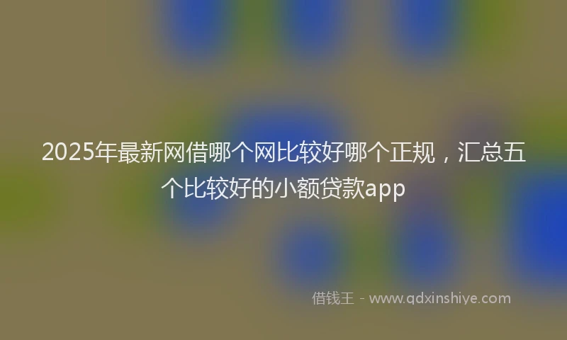 2025年最新网借哪个网比较好哪个正规，汇总五个比较好的小额贷款app