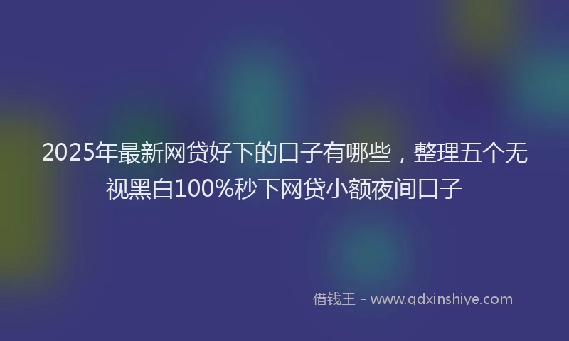 2025年最新网贷好下的口子有哪些，整理五个无视黑白100%秒下网贷小额夜间口子