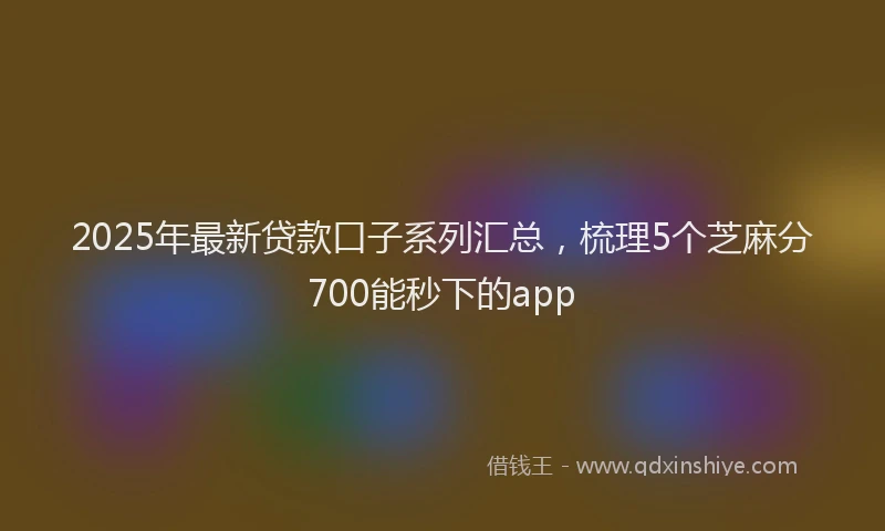 2025年最新贷款口子系列汇总，梳理5个芝麻分700能秒下的app