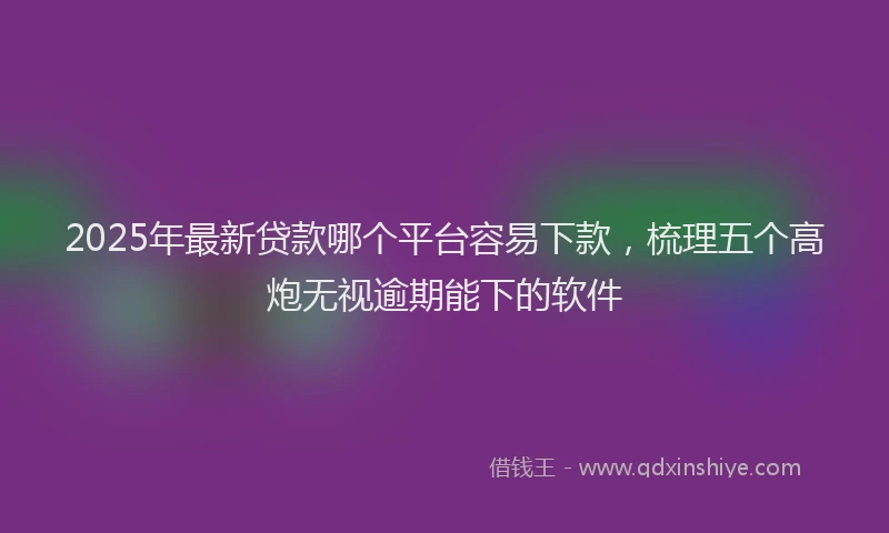 2025年最新贷款哪个平台容易下款，梳理五个高炮无视逾期能下的软件