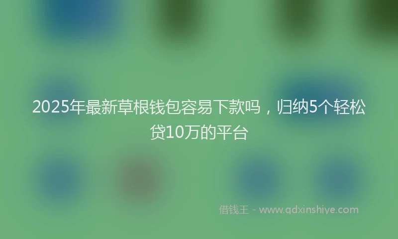 2025年最新草根钱包容易下款吗，归纳5个轻松贷10万的平台