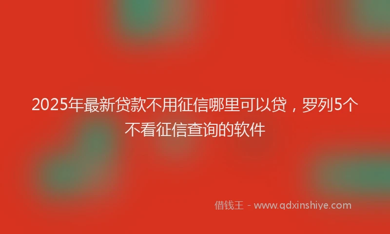 2025年最新贷款不用征信哪里可以贷，罗列5个不看征信查询的软件