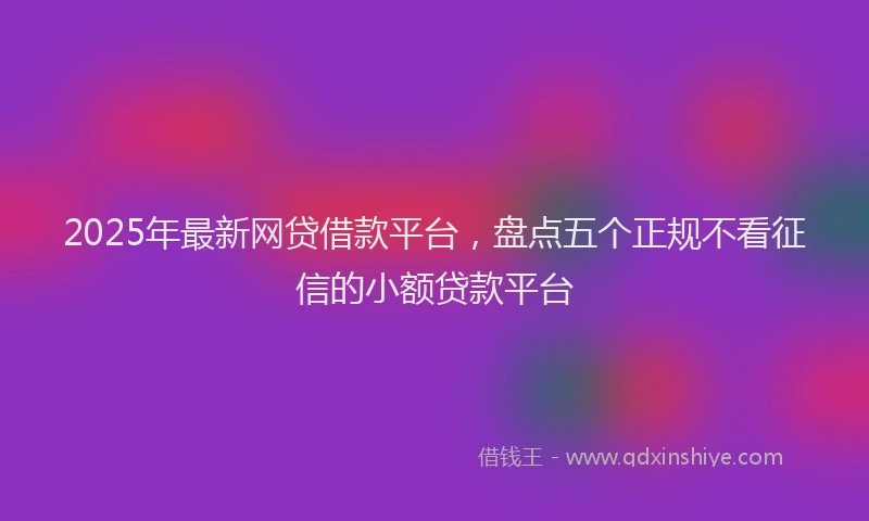 2025年最新网贷借款平台，盘点五个正规不看征信的小额贷款平台