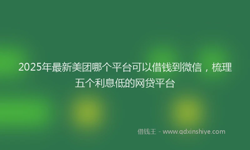 2025年最新美团哪个平台可以借钱到微信，梳理五个利息低的网贷平台