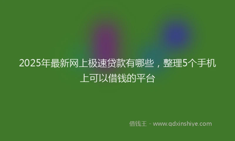2025年最新网上极速贷款有哪些，整理5个手机上可以借钱的平台