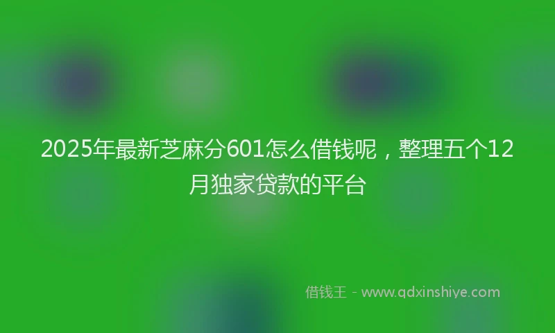 2025年最新芝麻分601怎么借钱呢，整理五个12月独家贷款的平台