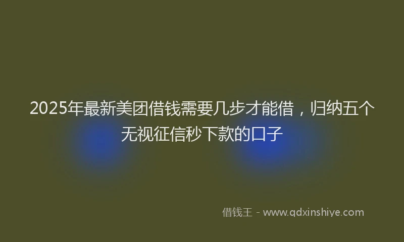 2025年最新美团借钱需要几步才能借，归纳五个无视征信秒下款的口子