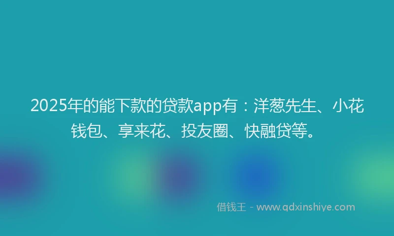 2025年的能下款的贷款app有：洋葱先生、小花钱包、享来花、投友圈、快融贷等。