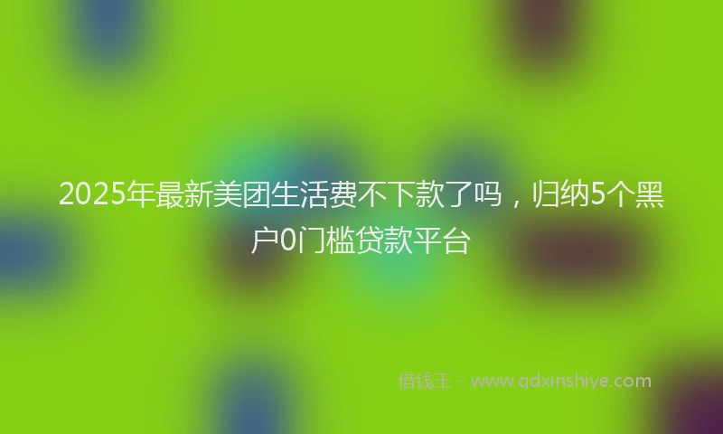 2025年最新美团生活费不下款了吗，归纳5个黑户0门槛贷款平台