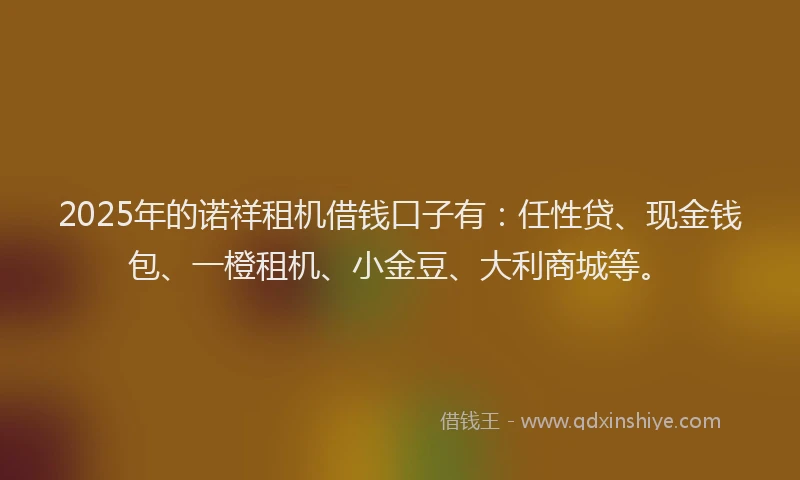 2025年的诺祥租机借钱口子有：任性贷、现金钱包、一橙租机、小金豆、大利商城等。