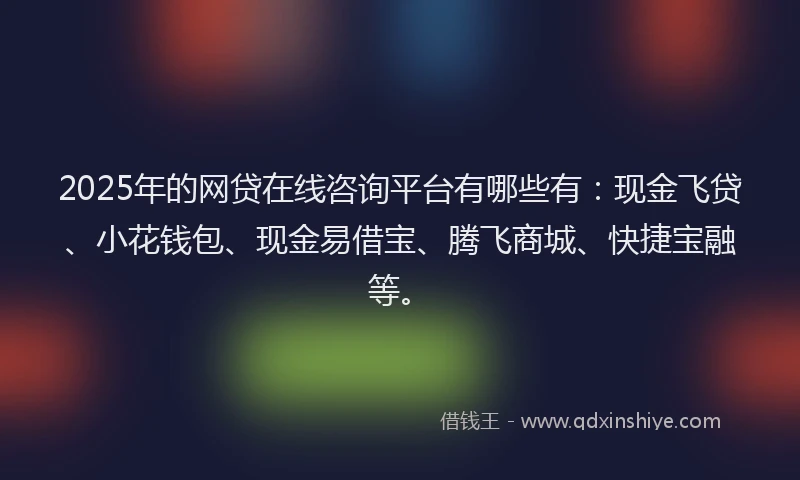 2025年的网贷在线咨询平台有哪些有：现金飞贷、小花钱包、现金易借宝、腾飞商城、快捷宝融等。