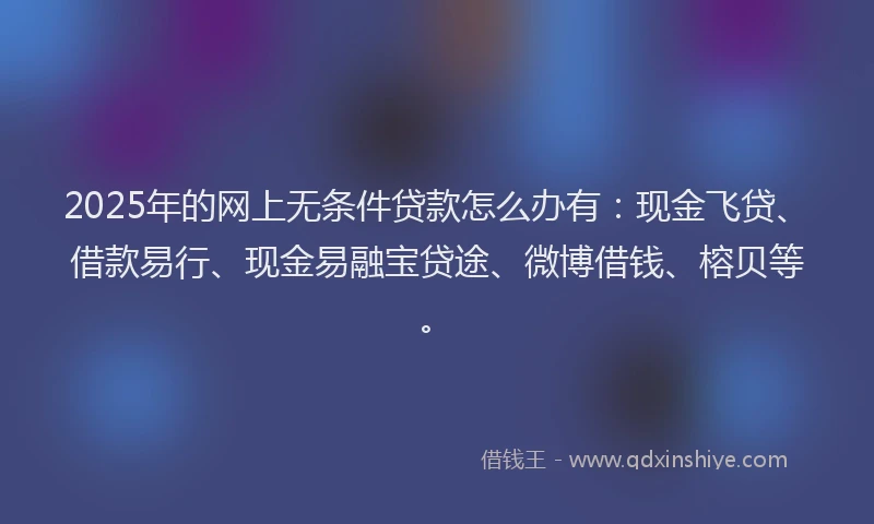 2025年的网上无条件贷款怎么办有：现金飞贷、借款易行、现金易融宝贷途、微博借钱、榕贝等。