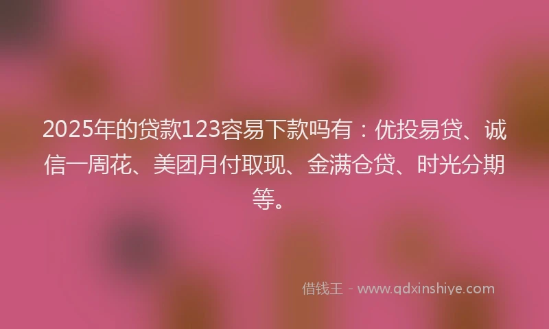2025年的贷款123容易下款吗有:优投易贷、诚信一周花、美团月付取现、金满仓贷、时光分期等。