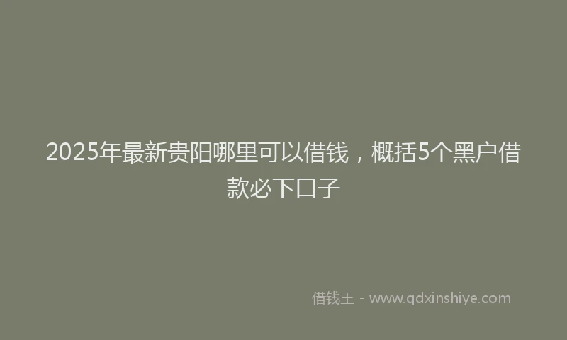 2025年最新贵阳哪里可以借钱，概括5个黑户借款必下口子